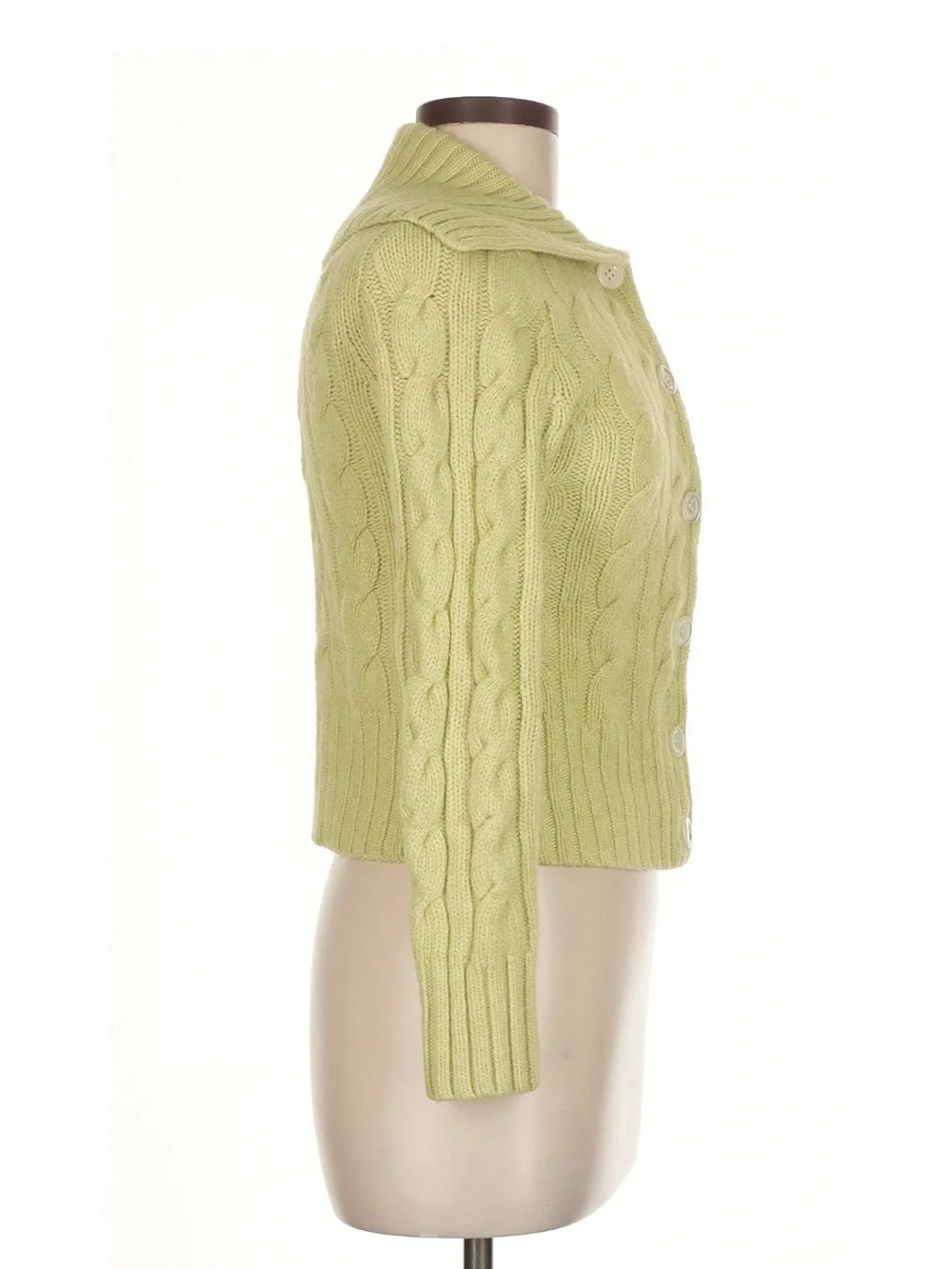 J. Crew Light Green Cable Knit Button-Front Cardigan